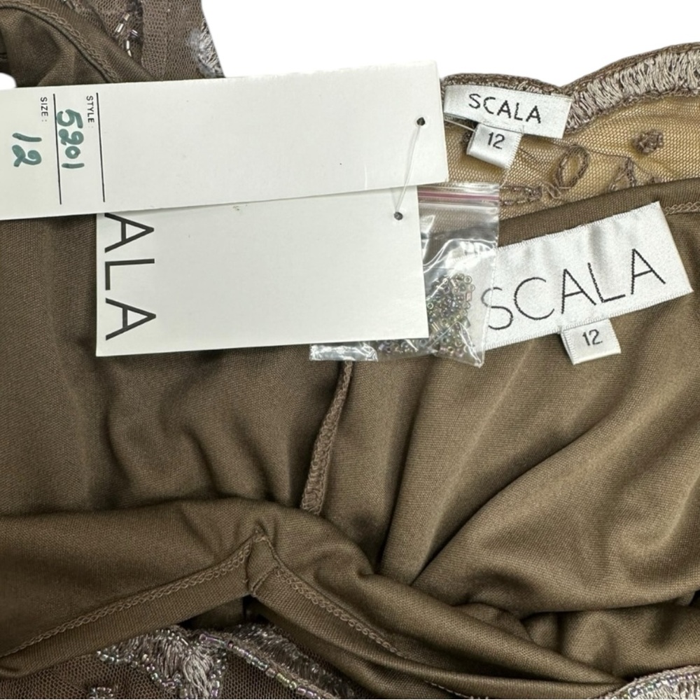 SCALA NWT Brown Beaded Cocktail Dress and Cardigan Set Size 12 O0627 - Picture 8 of 14